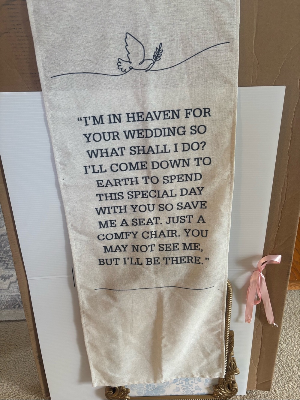 Wedding Memorial Banner in Cream with Dove Design